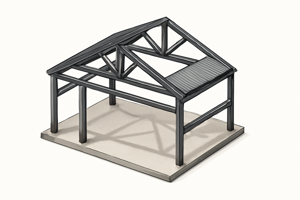 steel frame enabling wall-free spans