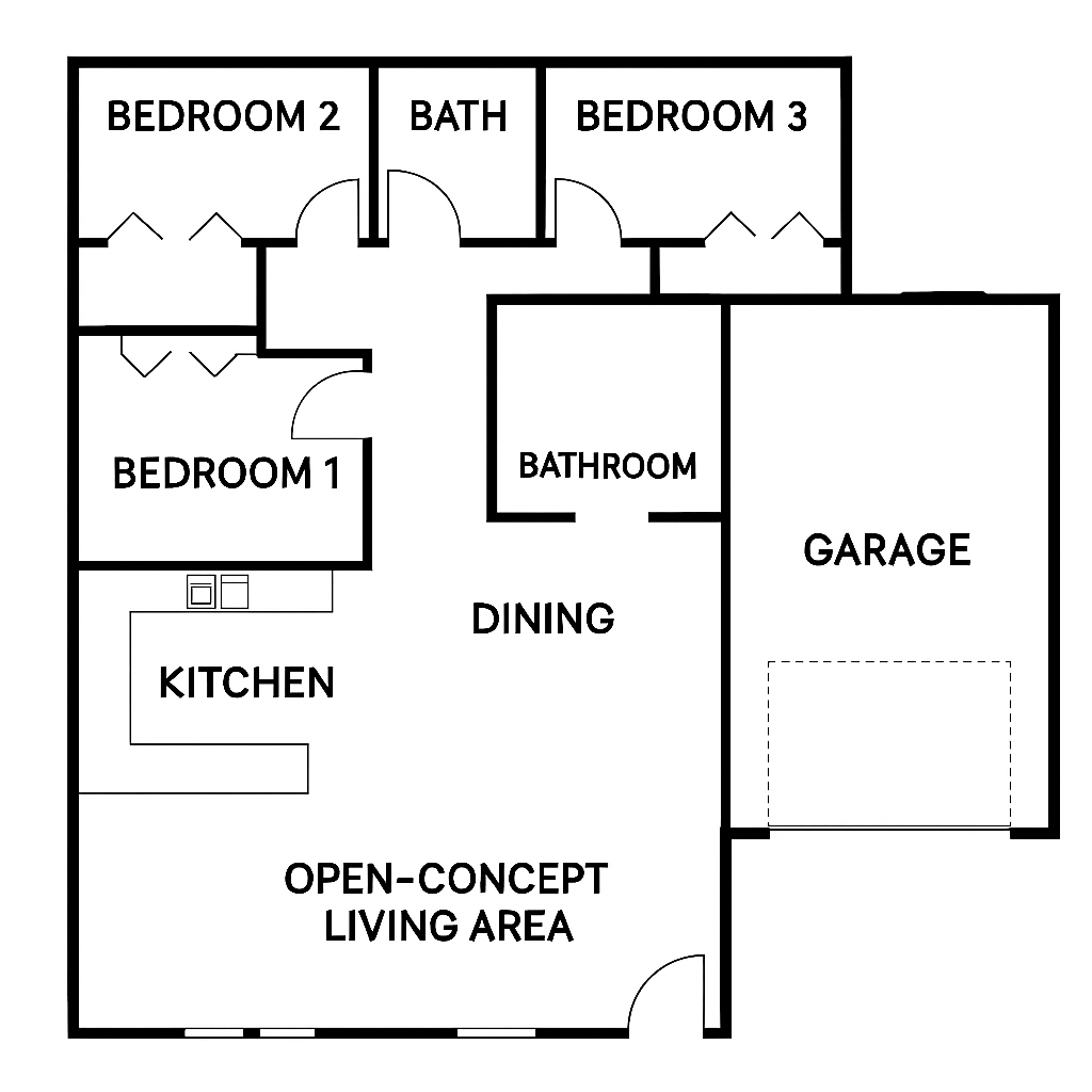 3-bedroom barndominium floor plan blueprint