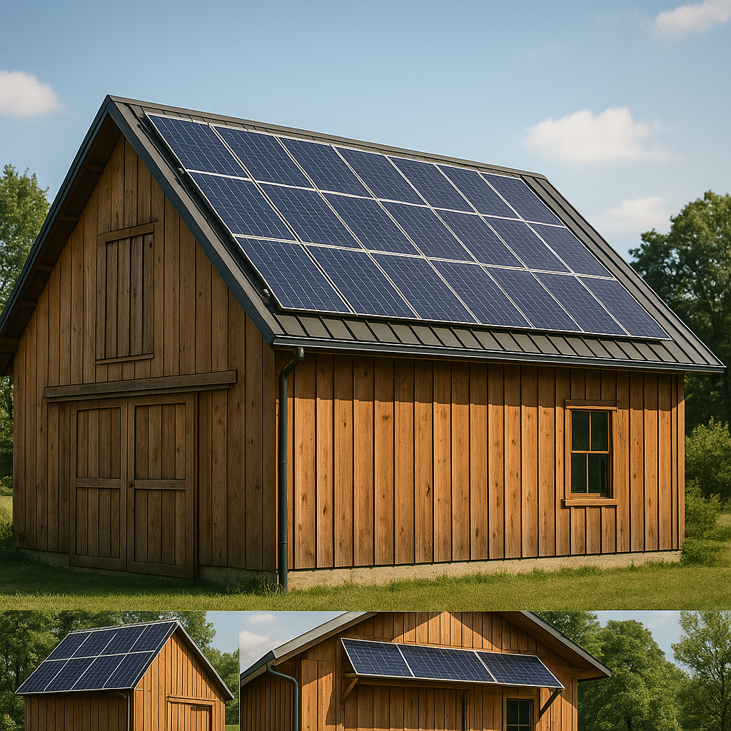 Solar panels on barn roof