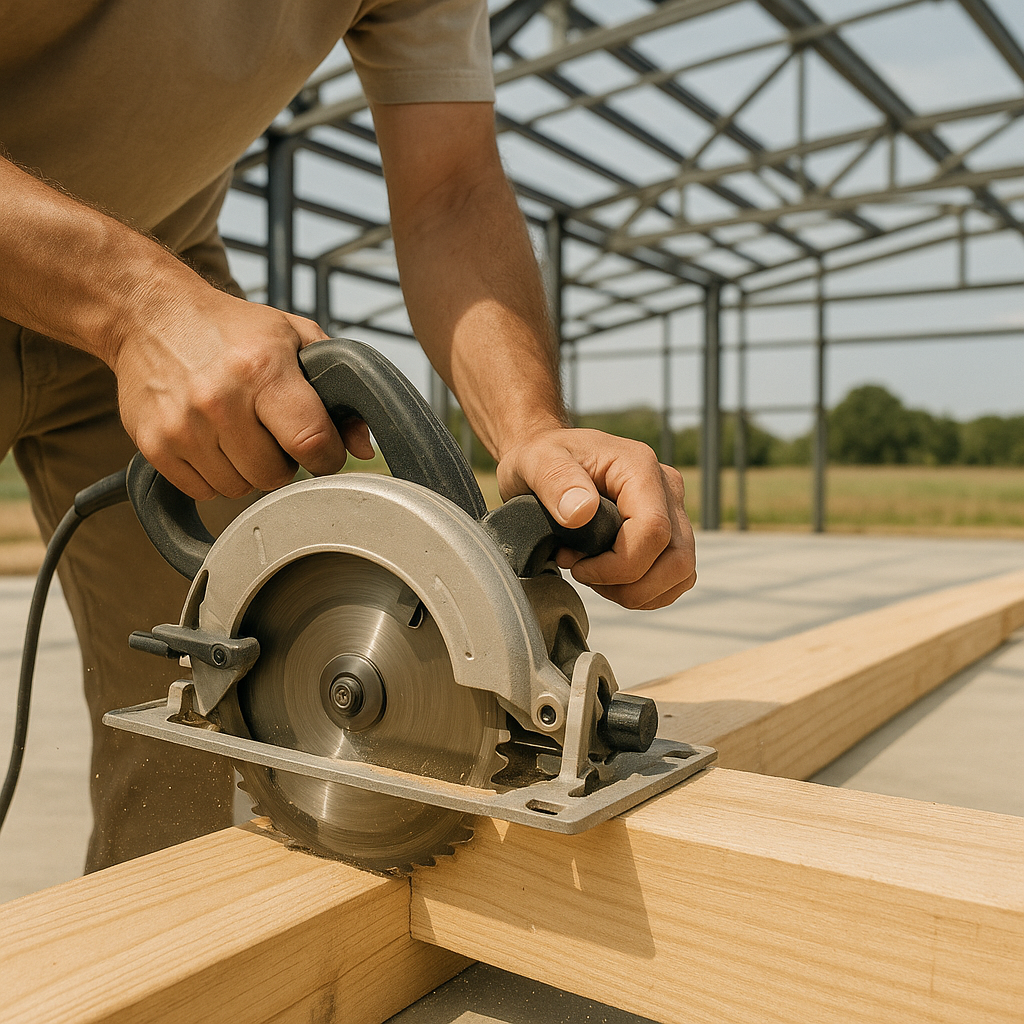Power tools and measuring instruments for barndominium construction