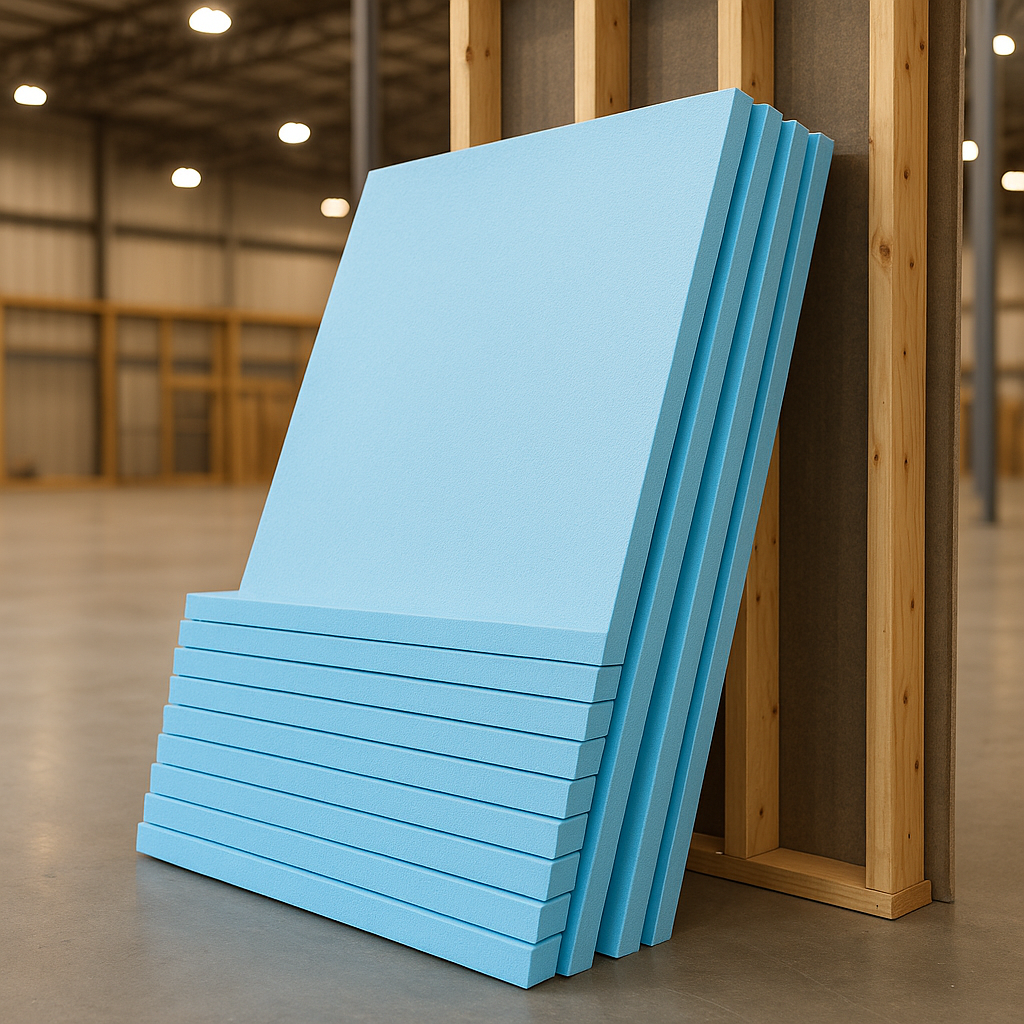 Stacked rigid foam boards ready for installation