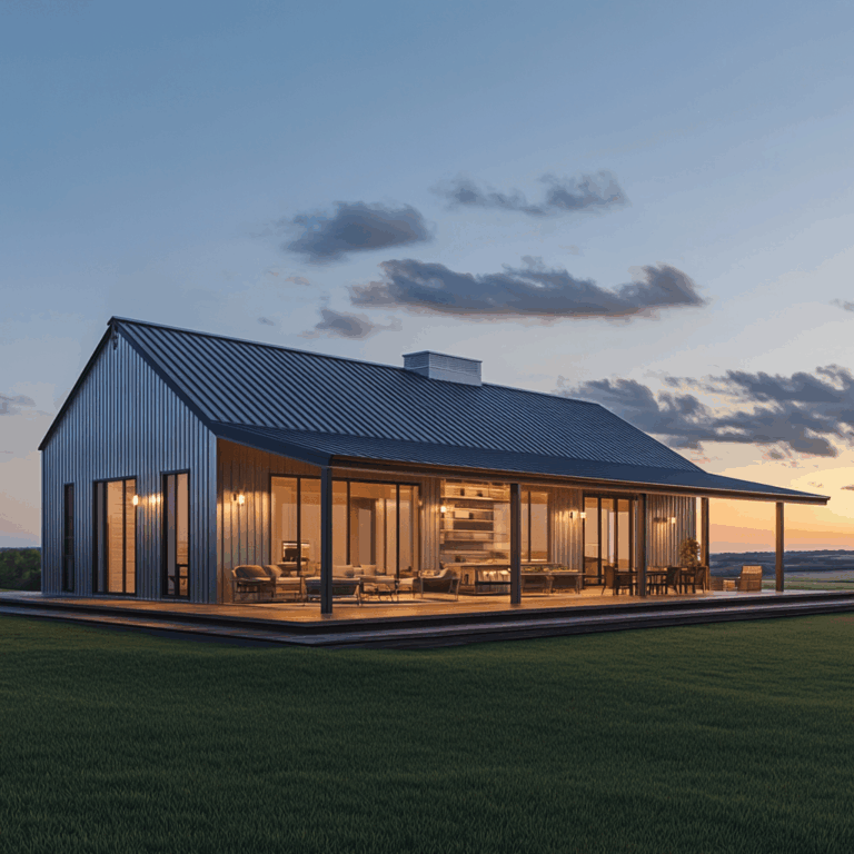 Modern steel-sided barndominium