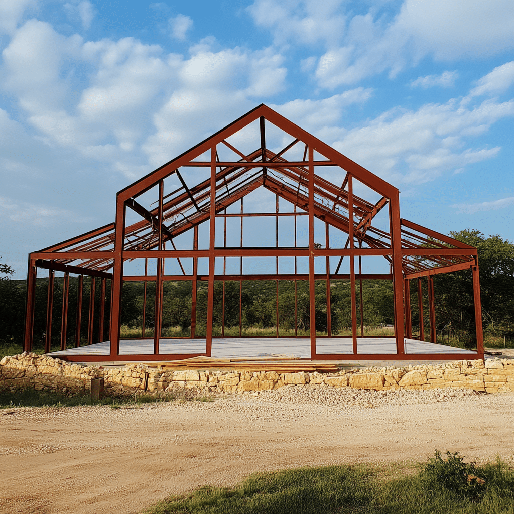 Texas barndominium builders framing stage